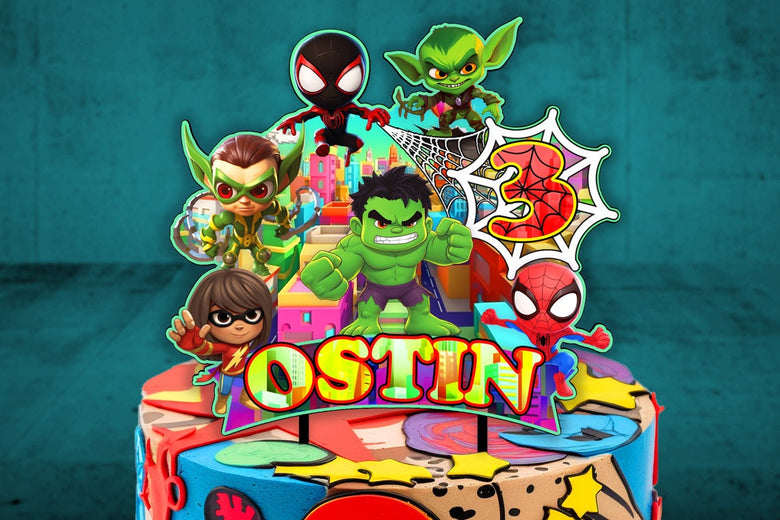 Superheros Birthday Plastic Cake Topper,  Superheros Theme Party, personalized topper