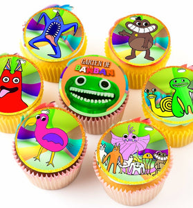 Garten of Banban Edible Cupcake Toppers - 24 Pre-Cut Pieces on Wafer Paper, Sugar Sheet, or Chocotransfer