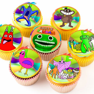 Garten of Banban Edible Cupcake Toppers - 24 Pre-Cut Pieces on Wafer Paper, Sugar Sheet, or Chocotransfer