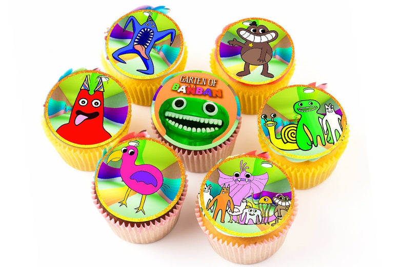 Garten of Banban Edible Cupcake Toppers - 24 Pre-Cut Pieces on Wafer Paper, Sugar Sheet, or Chocotransfer