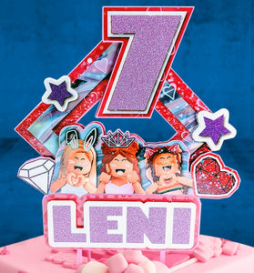 Personalised ROBLOX Girls Cake Topper - The Perfect Addition to Your ROBLOX Girls Themed Party!
