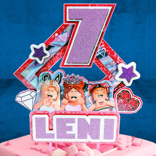 Personalised ROBLOX Girls Cake Topper - The Perfect Addition to Your ROBLOX Girls Themed Party!