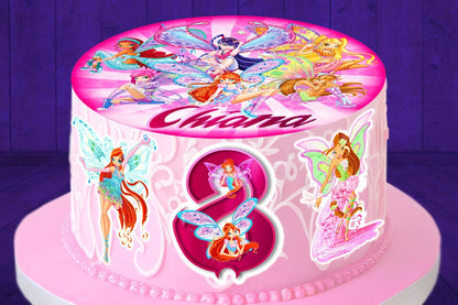 Set of 4 Winx Edible Cake Toppers - Precut on Wafer Paper, Sugar Sheet, or without cutting Chocotransfer