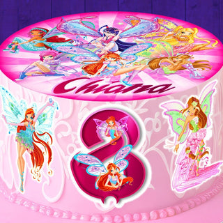 Set of 4 Winx Edible Cake Toppers - Precut on Wafer Paper, Sugar Sheet, or without cutting Chocotransfer