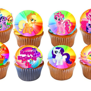 My Little Pony Edible Cupcake Toppers - 24 Pre-Cut Pieces on Wafer Paper, Sugar Sheet, or without cutting Chocotransfer