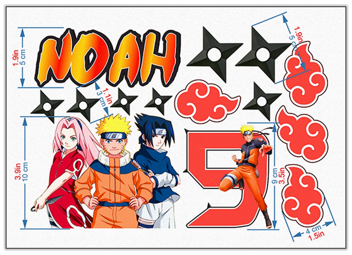 Set of 14 Naruto Edible Cake Toppers - Precut on Wafer Paper, Sugar Sheet, or without cutting Chocotransfer