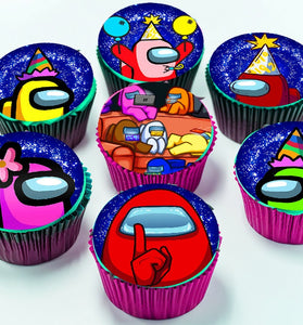 24 Among Us Edible Cupcake Toppers - Precut on Wafer Paper, Sugar Sheet, or without cutting Chocotransfer