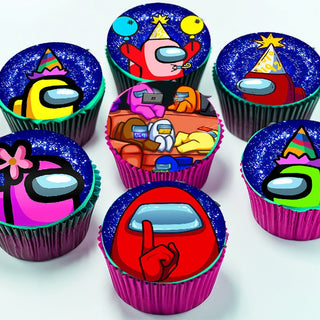 24 Among Us Edible Cupcake Toppers - Precut on Wafer Paper, Sugar Sheet, or without cutting Chocotransfer