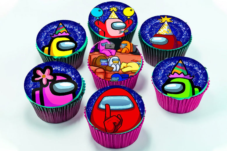24 Among Us Edible Cupcake Toppers - Precut on Wafer Paper, Sugar Sheet, or without cutting Chocotransfer