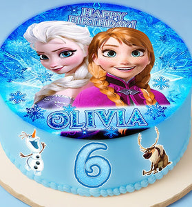 Set of 4 Frozen Edible Cake Toppers - Precut on Wafer Paper, Sugar Sheet, or without cutting Chocotransfer