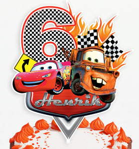 Personalised Disney Pixar Cars Lightning McQueen Cake Topper - The Perfect Addition to Your Disney Pixar Cars Themed Party!