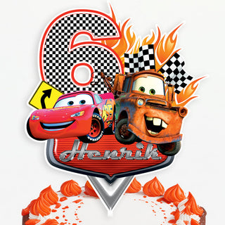Personalised Disney Pixar Cars Lightning McQueen Cake Topper - The Perfect Addition to Your Disney Pixar Cars Themed Party!