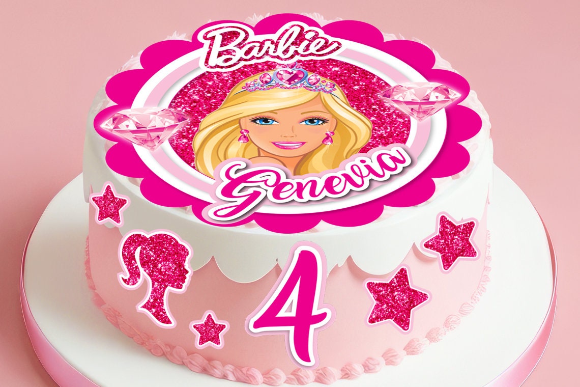 Set of 7 Barbie Edible Cake Toppers - Precut on Wafer Paper, Sugar Sheet, or without cutting Chocotransfer