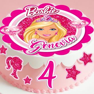 Set of 7 Barbie Edible Cake Toppers - Precut on Wafer Paper, Sugar Sheet, or without cutting Chocotransfer