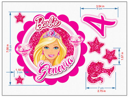 Set of 7 Barbie Edible Cake Toppers - Precut on Wafer Paper, Sugar Sheet, or without cutting Chocotransfer