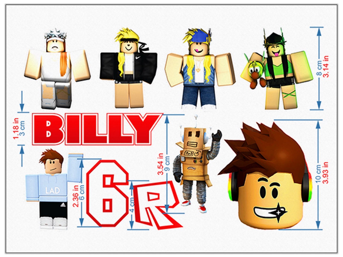 Set of 10 Personalized Roblox Cake Toppers with Name and Age - A Must-Have for Your Roblox-Themed Celebration