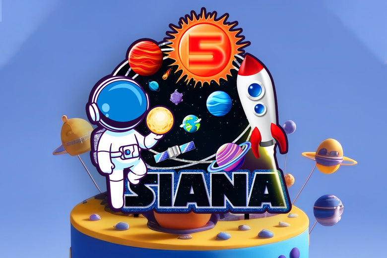 Personalised Little Astronaut Cake Topper - The Perfect Addition to Your Little Astronaut Themed Party!