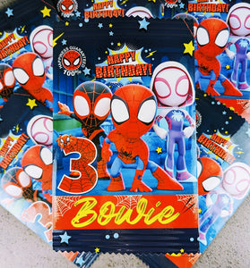 Spidey Party Chip Bags - Personalized Snack Bag for Birthday Favors - Add a Spidey Twist to Your Celebration with Custom Party Snack Bags