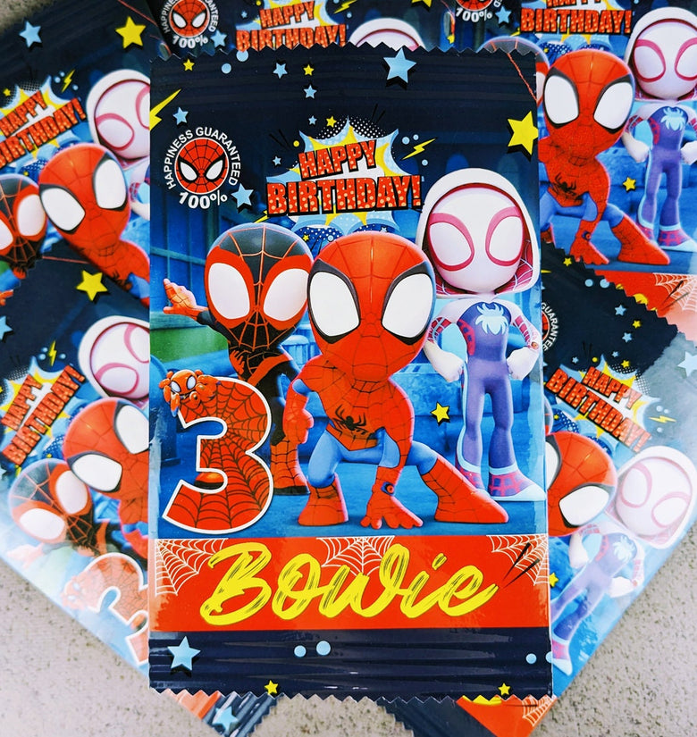 Spidey Party Chip Bags - Personalized Snack Bag for Birthday Favors - Add a Spidey Twist to Your Celebration with Custom Party Snack Bags