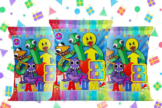 Rainbow Friends Party-Snacktüten – personalisierte Geschenke für Geburtstage – Verleihen Sie Ihrer Feier mit individuellen Snacktüten einen Regenbogen-Friends-Touch