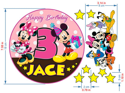Set of 9 Edible Mickey and Minnie Mouse Cake Toppers - Precut on Wafer Paper, Sugar Sheet, or without cutting for Chocotransfer.