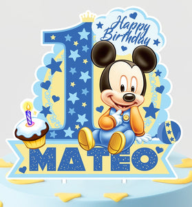 Personalized Mickey Mouse Cake Topper - Perfect Enhancement for Your Mickey Mouse Themed Celebration!