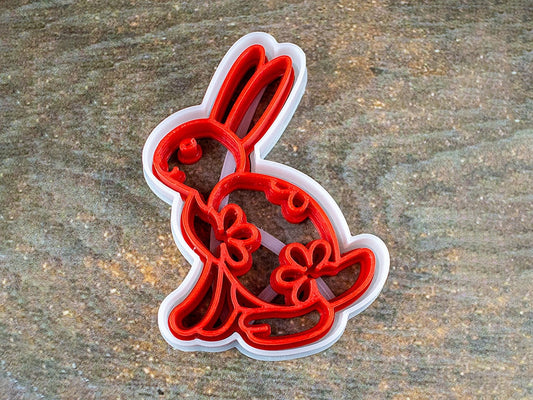 Easter Bunny Gingerbread Cutter and Stamp Set - Precision-Cut, 2.2" x 3" (5.6 cm x 7.6 cm) - Exclusive Mold and Stamp for Crafting Cookies
