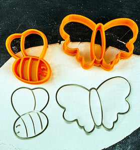 Butterfly and Bee Gingerbread Cookie Cutter Set - Precision-Cut, Butterfly (6 cm x 4 cm/ 2.36" x 1.57") and Bee (4 cm x 4 cm /1.57" x 1.57")