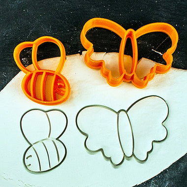 Butterfly and Bee Gingerbread Cookie Cutter Set - Precision-Cut, Butterfly (6 cm x 4 cm/ 2.36" x 1.57") and Bee (4 cm x 4 cm /1.57" x 1.57")