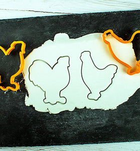 Chicken and Rooster Gingerbread Cookie Cutter Set - Precision-Cut, Chicken (6cm x 7cm/2.36" x 2.75") and Rooster (5.5cm x 7cm/2.16" x 2.75")