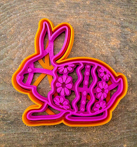 Easter Bunny Gingerbread Cutter and Stamp Set - Precision-Cut 3.03" x 2.91" (7.7 cm x 7.4 cm) Mold and Stamp for Crafting Delightful Cookies