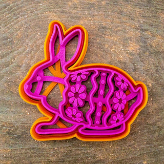 Easter Bunny Gingerbread Cutter and Stamp Set - Precision-Cut 3.03" x 2.91" (7.7 cm x 7.4 cm) Mold and Stamp for Crafting Delightful Cookies