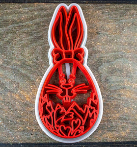 Easter Bunny Cookie Cutter and Stamp Set - 3D Printed, 1.93" x 4.21" (4.9 cm x 10.7 cm) - Unique Mold for Baking Cookies