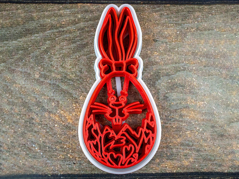 Easter Bunny Cookie Cutter and Stamp Set - 3D Printed, 1.93